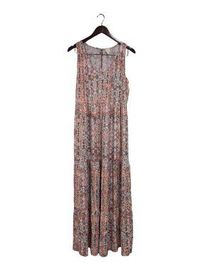 Evereve Roan + Ryan Sadie Tiered Sleeveless Maxi Dress V-Neck Tiered Rayon Sz S